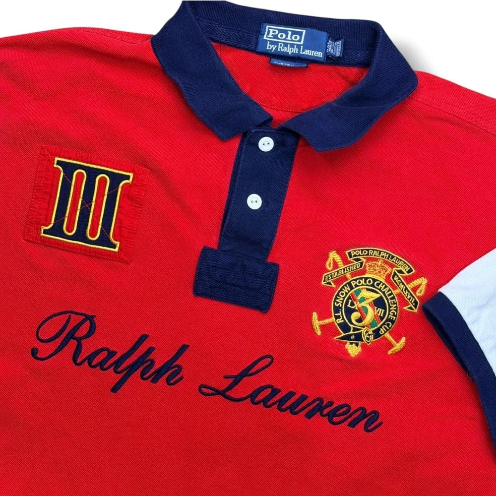 Polo Ralph Lauren Polo Shirt Men XXL Red Custom Snow Polo Challenge Cup Crest